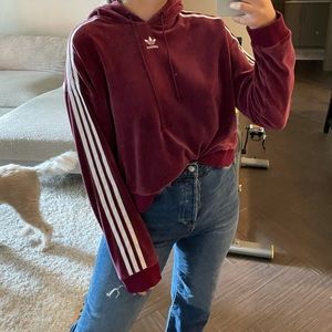 Adidas velour cropped sweatshirt